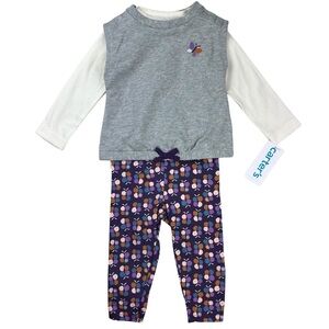 Carter’s Baby 3-pc French Terry Vest Set Butterfly Baby Girl Size 12M